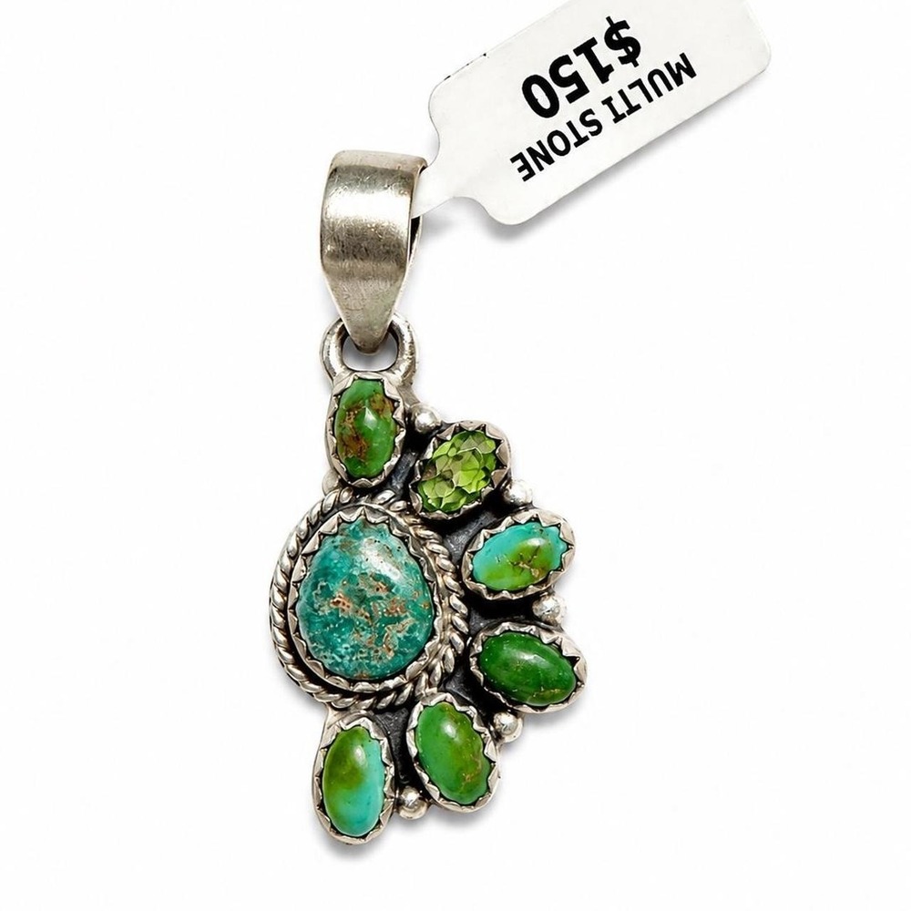 925 Sterling Silver Sonoran Gold Half Cluster Pendant